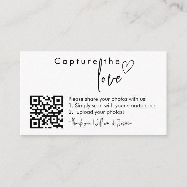 Carte D'accompagnement Capturez le code QR d'amour, Signes photo Mariages (Devant)