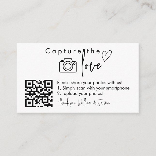 Carte D'accompagnement Capturez le code QR d'amour, Signes photo Mariages (Devant)