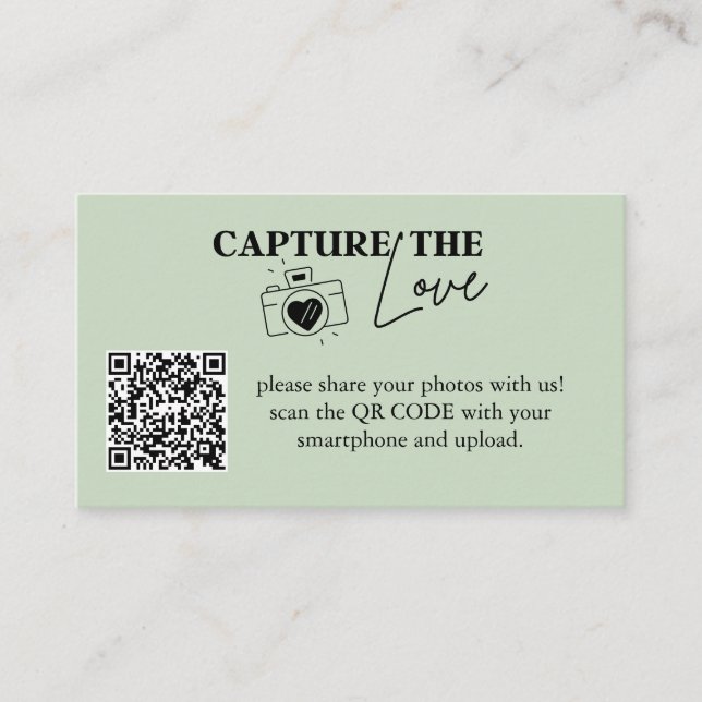 Carte D'accompagnement Capturez Le Mariage Amour Qr Code Sage Green (Devant)
