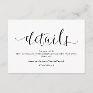 Carte D'accompagnement Caractère noir rustique, Détails du Mariage, RSVP