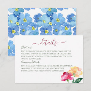 Carte D'accompagnement Carnations & Forget Me Nots Détails du Mariage