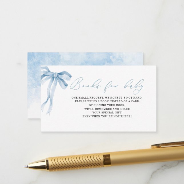 Carte D'accompagnement Carnets de baby shower bleu d'arc d'aquarelle pour (Devant/Arrière en situation)