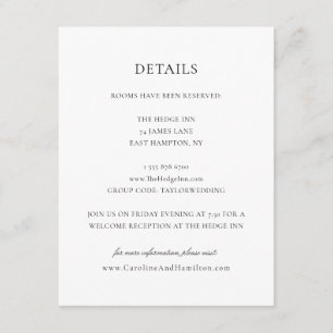 Carte D'accompagnement Caroline Simple Black Script Détails du Mariage
