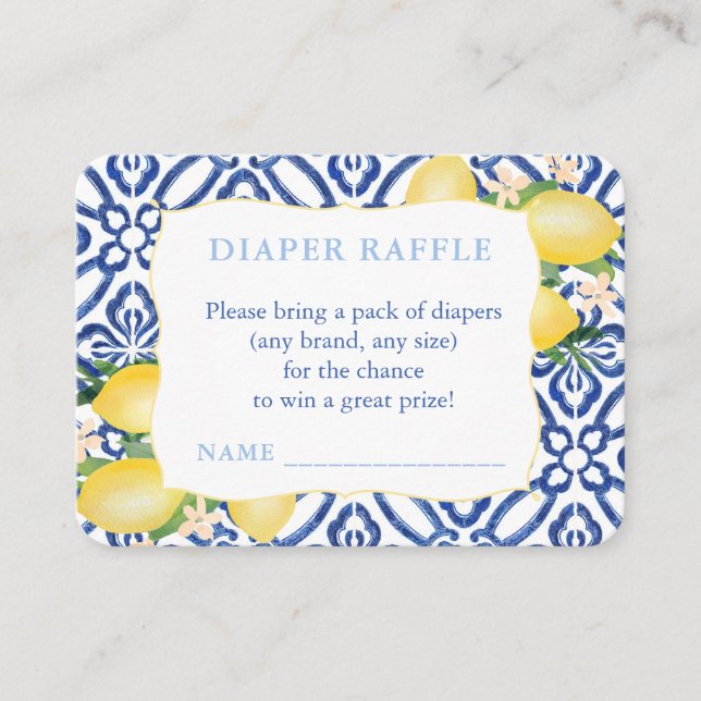 Carte D'accompagnement Carreaux Italiens Et Citrons Baby shower Déchets R (Devant)