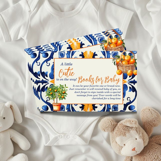Carte D'accompagnement Carrelage bleu Cutie Orange Citrus Baby shower Jeu (Créateur téléchargé)