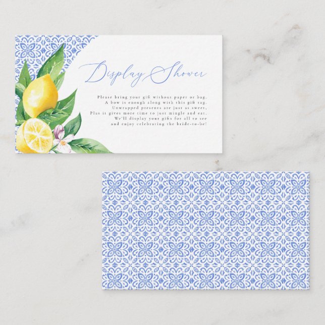 Carte D'accompagnement Carrelage bleu italien Positano Lemon Display Douc (Devant / Derrière)