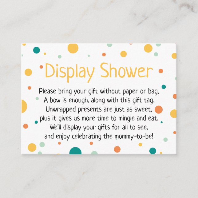 Carte D'accompagnement Carte-cadeau Baby shower à affichage neutre pour l (Devant)