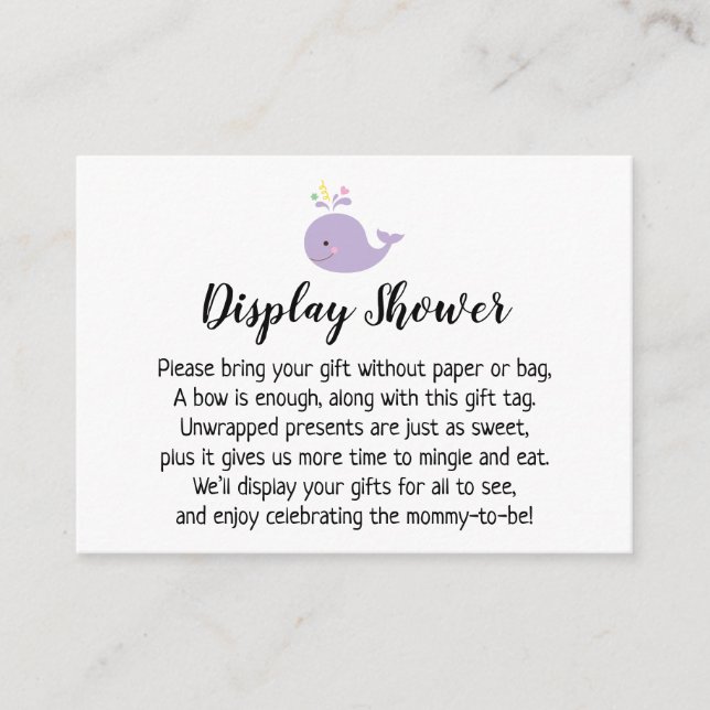 Carte D'accompagnement Carte-cadeau Baby shower avec accents à baleine vi (Devant)