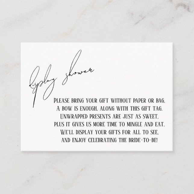 Carte D'accompagnement Carte-cadeau pour une douche de mariage avec un pr (Devant)