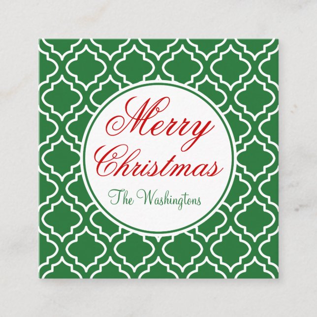 Carte D'accompagnement Cartes-cadeaux de Noël Joyeux Vert Personnalisé (Devant)