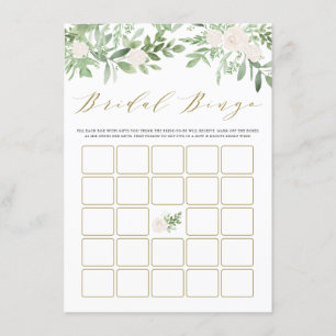 Carte D'accompagnement Carton de Bingo de Mariage Fleurs Blanches de Feui
