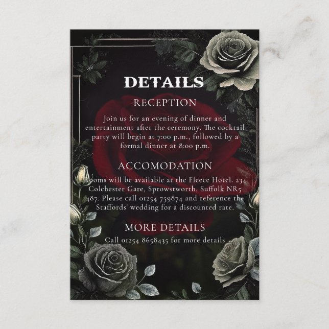 Carte D'accompagnement Carton de détails pour mariage gothique d'Hallowee (Devant)