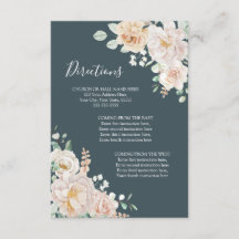 Carton de direction de mariage floral vintage bleu