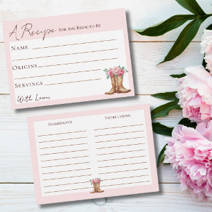 Carte D'accompagnement Carton de recette pour une Baby Shower de Cowgirl 
