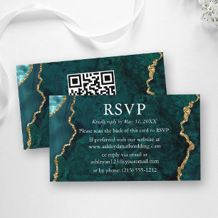 Carte D'accompagnement Carton de réponse de mariage en marbre de teinte s