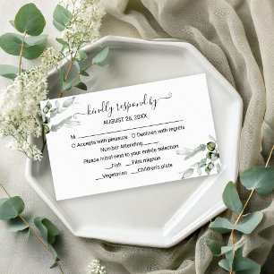 Carte D'accompagnement Carton de réponse de mariage Eucalyptus à la verdu