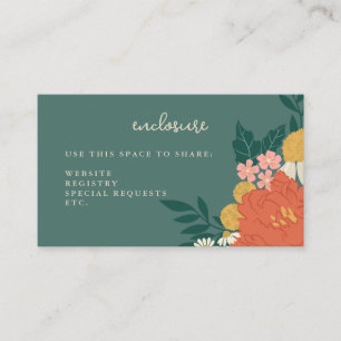 Carte D'accompagnement Carton d'invitation de douche de mariée Bouquet Fl