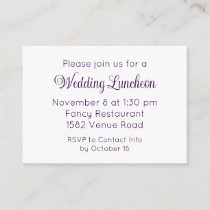 Carte D'accompagnement Carton d'invitation de mariage à l'écriture violet