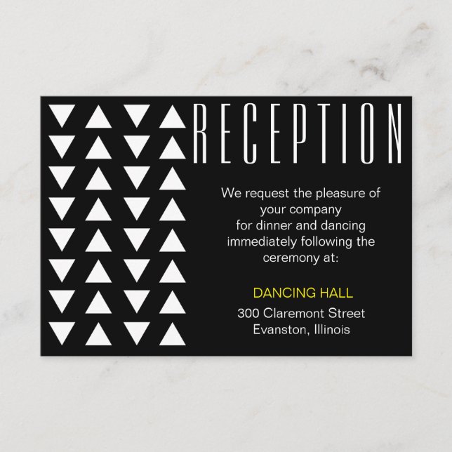 Carte D'accompagnement Carton d'invitation de mariage avec accent jaune T (Devant)