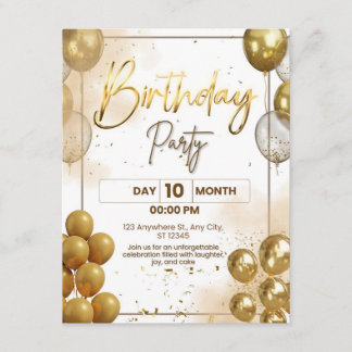 Carte D'accompagnement Carton d'invitation élégant en or pour anniversair
