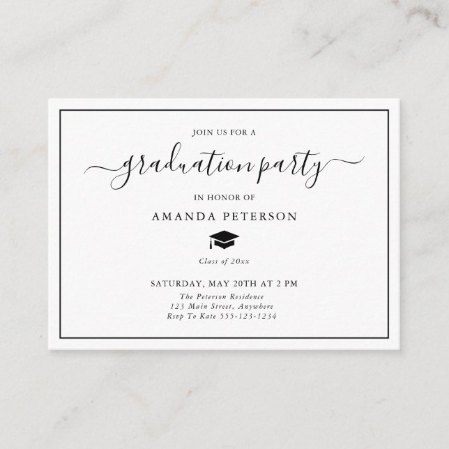 Carte D'accompagnement Carton d'invitation simple classique pour soirée d (Devant)