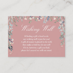 Carte D'accompagnement Cascade Floral Rose Poussiéreux Mariage Fontaine d