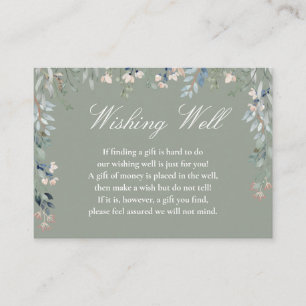 Carte D'accompagnement Cascade Floral Vert Sauge Mariage Fontaine aux Vœu