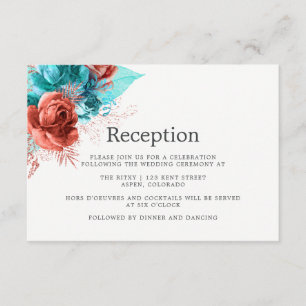 Carte D'accompagnement Cascade turquoise et corail Réception de mariage