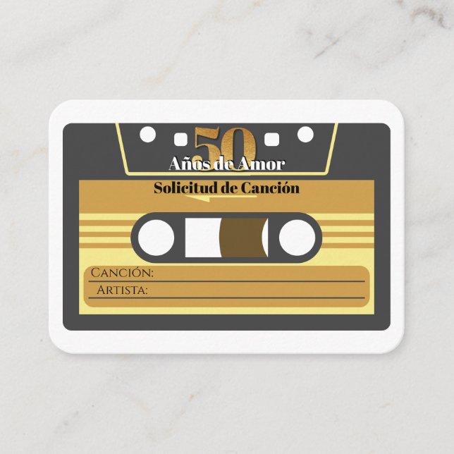 Carte D'accompagnement Cassette espagnole Retro 50e Anniversaire RSVP (Devant)
