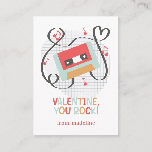 Carte D'accompagnement Cassette You Rock Classroom Valentine Card (Devant)
