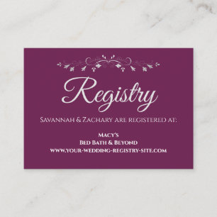 Carte D'accompagnement Cassis Purple & Argent Élégant registre de mariage