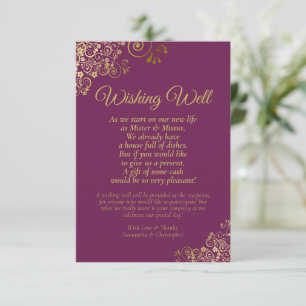 Carte D'accompagnement Cassis Purple Boucles D'Or Mariage Souhaite Bien P