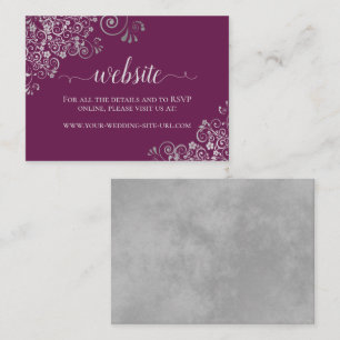 Carte D'accompagnement Cassis Purple Elegant Mariage de dentelle d'argent