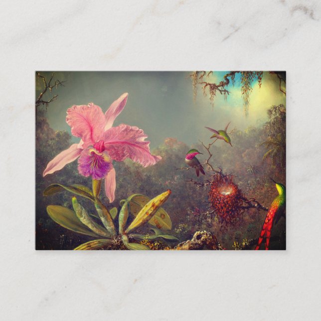 Carte D'accompagnement Cattleya Orchid et trois colibris Heade (Devant)