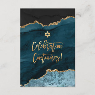 Carte D'accompagnement ✡ Célébration de la Mitzvah ! Aquarelle Agate Bleu