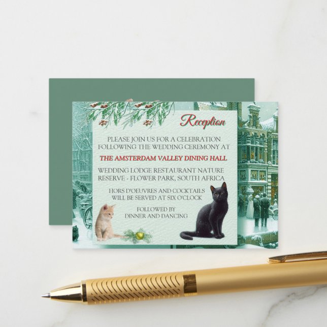 Carte D'accompagnement Célébrations d'hiver dans la neige, avec Kittens (Devant/Arrière en situation)