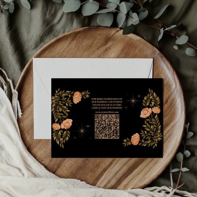 Carte D'accompagnement Céleste minuit noir étoiles QR Code Mariage (Créateur téléchargé)