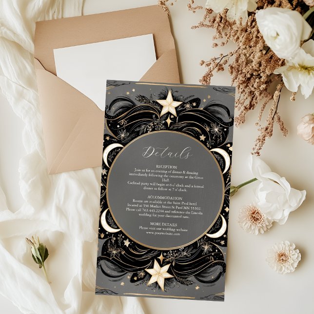 Carte D'accompagnement Céleste mystique lune étoile Mariage Boho de nuit (Créateur téléchargé)