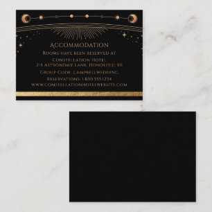 Carte D'accompagnement Céleste Noir Or Soleil Lune Étoiles Hébergement