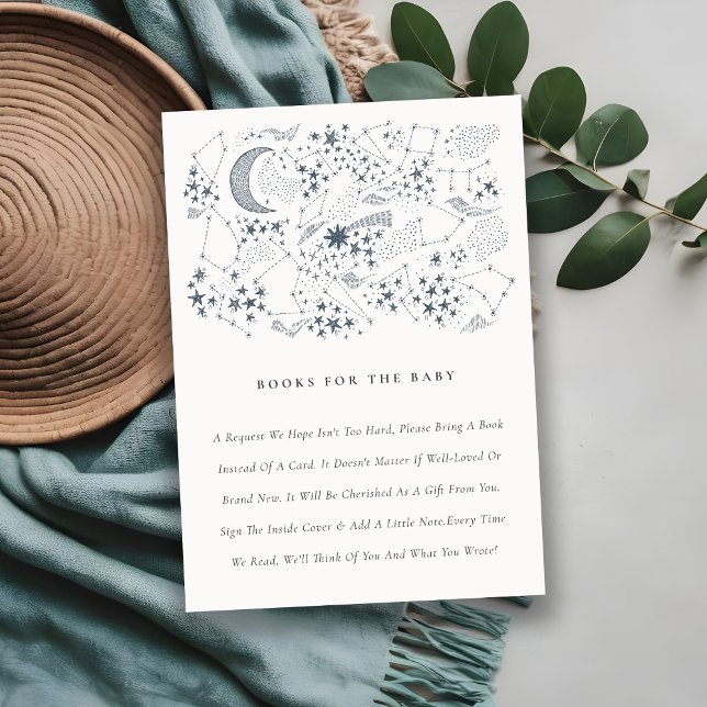 Carte D'accompagnement Céleste Starry Night Moon Livres Pour Baby shower (Créateur téléchargé)