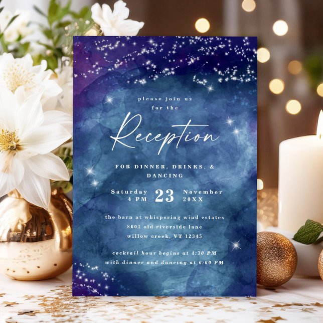 Carte D'accompagnement Céline ・ Elégante Réception De Nuit Céleste (Invite guests to your celebration with the Celine reception card, featuring a celestial monogram.)