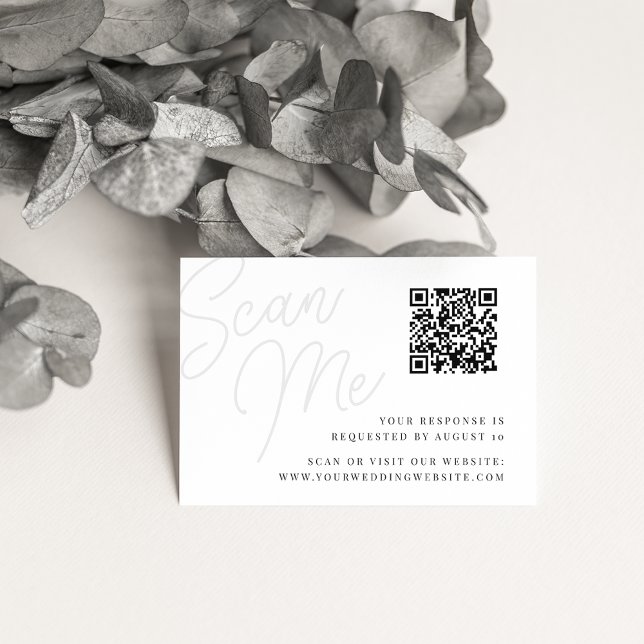Carte D'accompagnement Cendre | Script Watermark QR Code RSVP (Créateur téléchargé)