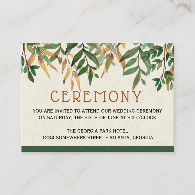 Carte D'accompagnement Cérémonie de mariage (Devant)
