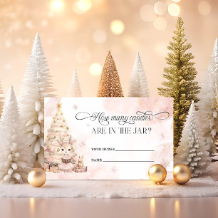 Carte D'accompagnement Cerf-bébé d'hiver rose Combien de bonbons