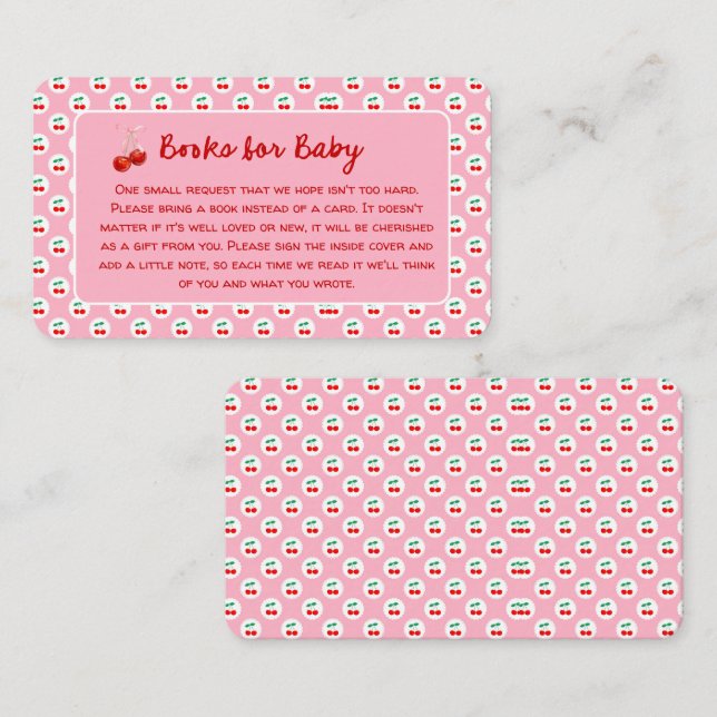 Carte D'accompagnement Cerise Whimsical Coquette sur le Baby shower supér (Devant / Derrière)