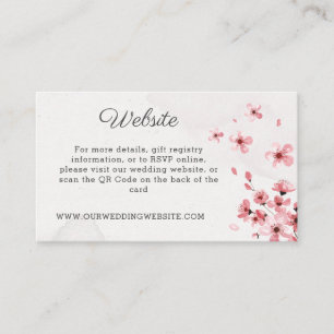 Carte D'accompagnement Cerisier rose fleuri code QR site mariage