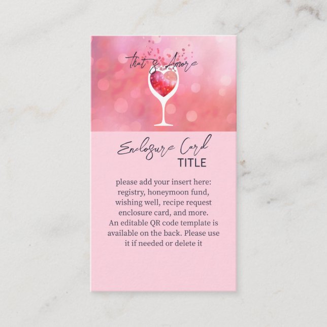 Carte D'accompagnement C'Est Plus Vino Italien Avant Vows Fête des mariée (Devant)