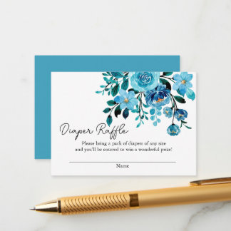 Carte D'accompagnement C'est un gamin bleu Floral Watercolor Raffle