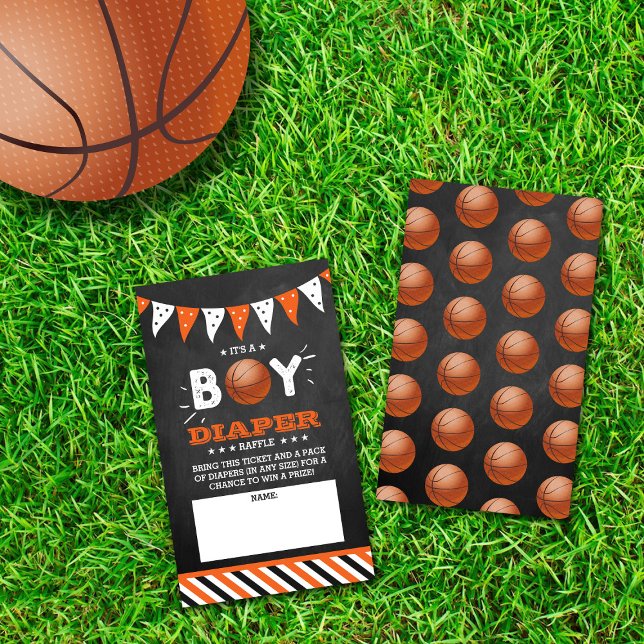 Carte D'accompagnement C'est un garçon ! Baby shower de basket-ball Déche (Créateur téléchargé)