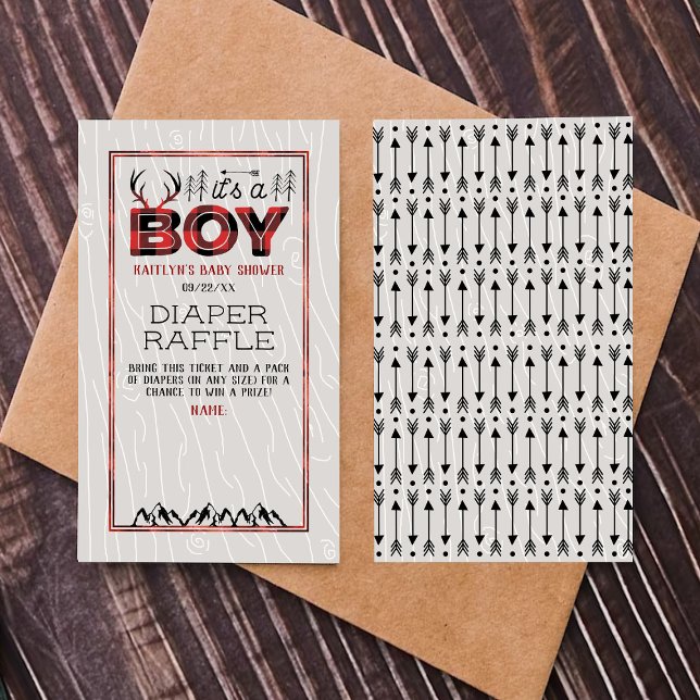 Carte D'accompagnement C'est un garçon ! Baby shower de bûcheron rustique (Créateur téléchargé)